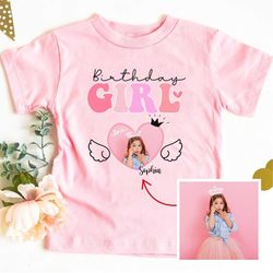 personalized photo birthday kids shirt, custom name girls princess shirt, cute princess birthday, custom picture girl bi