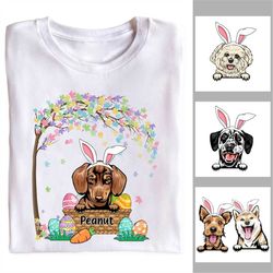 personalized dog easter shirt, dog mom easter gift, easter gift for dog lover, easter egg shirt, cute bunny dog easter d