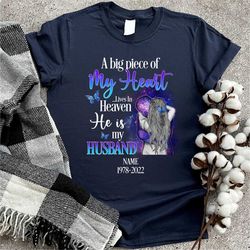husband & wife heaven, couple shirt, memorial husband wife shirt, a big of my heart lives in heaven shirt