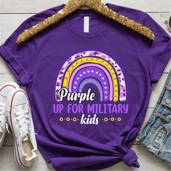 purple up for military kids month military child rainbow t-shirt, military mom appreciation sweatshirt, military childre