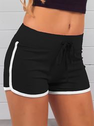 elastic drawstring shorts sports stretchy summer shorts women's clothing