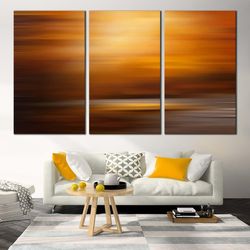 abstract background canvas print, yellow orange abstract sunset 3 piece canvas wall art