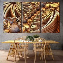 abstract escher canvas wall art, abstract geometric patterns multi canvas artwork, yellow brown abstract 3 piece canvas