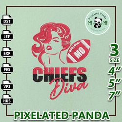 nfl kansas city chiefs diva embroidery design, nfl football logo embroidery design, famous football team embroidery desi