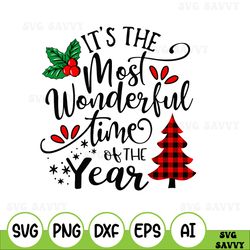 Its The Most Wonderful Time of the Year Plaid Tree Christmas Svg PNG EPS DXF Cut file