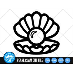 clam with pearl svg files | sea shell clam svg cut files | pearls vector files | clam pearl clip art