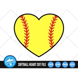 softball heart svg | sports mom cut files | softball heart shape | baseball svg | baseball heart clip art | softball cut