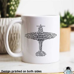 aviation alphabet coffee mug  flying airplane and airline pilot gifts