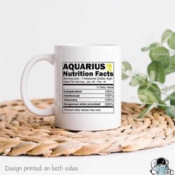 aquarius zodiac coffee mug  astrology sign horoscope birthday gift  astrological nutrition facts