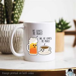 beer and coffee mug, beer lover gift, coffee lover, coffee gift, beer gifts, beer vs coffee, love coffee, love beer drin