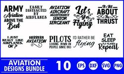 aviation t shirt designs bundle svg