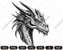 dragon svg, tribal dragon svg,dragon face , dragon tattoo svg, dragon silhouette, dragon vector, dragon clipart