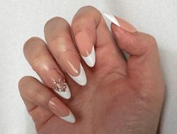 french tip heart jewel/bling accent heart press on nails/fake nails/luxury long nails