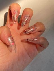 sparkly butterfly press on nails/fake nails/luxury long nails