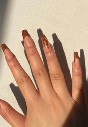 flame french tip nails/fake nails/luxury long nails