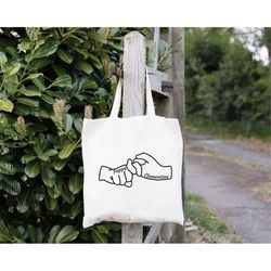 friends asl personalized tote bag, asl tote bag, asl gift, american sign languages gifts, organic tote