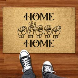 asl home sweet home doormat, housewarming gifts, asl gift, welcome mat