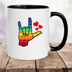 sign language i love you, asl i love you, asl mug, 11oz coffee mug, love mug