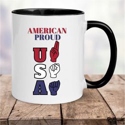 america mug, asl mug, sign language gift