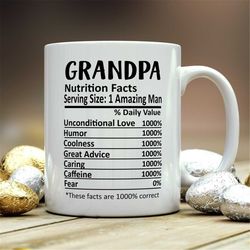 grandpa mug, grandpa gift, grandpa nutritional facts mug,  best grandpa ever gift, funny grandpa gift, best grandpa mug