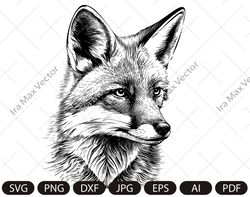 fox svg /fox face svg / fox head svg / fox mascot svg / fox printable /fox detailed/ instant download