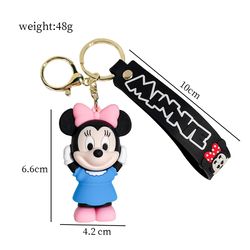 cartoon mickey minnie silicone keychains disney cute doll pendant key holder keyring for car key bag accessories