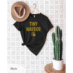 tiny warrior gold cancer ribbon t-shirt, childhood cancer tee, mama of a cancer warrior shirt, pediatric cancer survivor