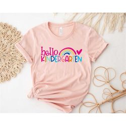 hello kindergarten colorful rainbow shirt,hello kindergarten shirt,2022 happy first day of school,back to school outfit,