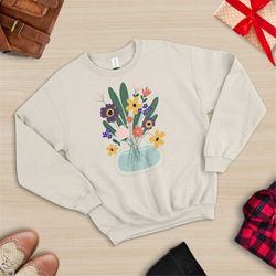 wildflowers sweatshirt, crewneck sweatshirt, flower sweatshirt, floral sweatshirt botanical sweatshirt, plant sweatshirt