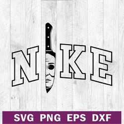 michael myers knife nike logo svg, michael myers nike svg, michael myers horror movie svg png dxf eps