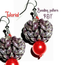 beading pattern pdf.  earrings - balls beading pattern pdf. digital tutorial. tutorial step by step.