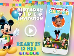 mickey mouse birthday video invitation for boy or girl, animated kid's birthday party invite