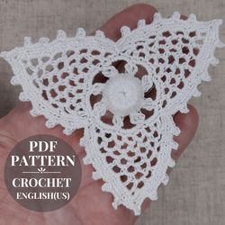 crochet flower patterns, triangle crochet pattern, irish lace flower motifs, crochet applique shamrock pattern.