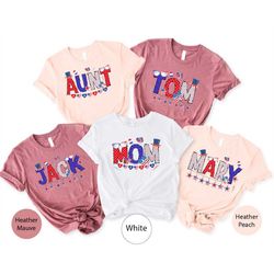 4th Of July Alphabet Shirt, Custom Patriotic Letters T Shirt, Usa Flag Aunt Tee, Family Usa Flag Name Shirt, Personalize