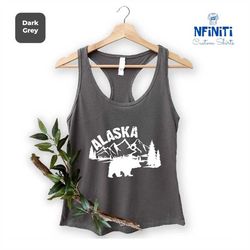 alaska photo tank top, alaska wildlife bear raceback, alaska mountains photo tank top, alaska nature photo tank top, bea