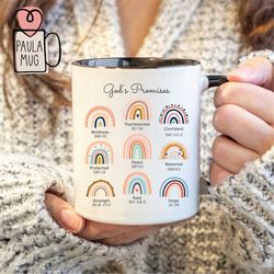 God's Promises Mug, Boho Rainbow Bible Verse Mug, Christian Mug, Inspirational Quotes Mug, Positive Sayings, Rainbow Gif