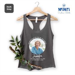 custom photo memorial tank top, personalized name photo funeral tank top, bereavement raceback, customized remembrance g