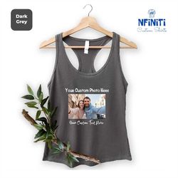 custom photo tank top, custom picture raceback, birthday photo tank top, family picture tank top, photo tank top, custom