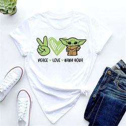 peace love baby yoda shirts, disney shirt baby alien, baby yoda shirt, star wars baby yoda shirt, disney baby yoda shirt