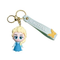 Disney Frozen Anime Key Chain Queen Elsa Princess Anna Epoxy Doll Keyring Backpack Pendant Keychain for Car Keys