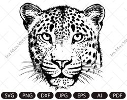 leopard svg,leopard head, leopard face, animal svg, instant download,svg, png, eps, dxf, jpg digital download, clip art