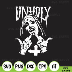 unholy nun svg, unholy ghost svg, the nun svg, halloween 2021 svg, heavy metal rock band png, satanist svg