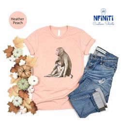 monkey and baby tee, mommy and me tees, safari shirt, mothers day tee, monkey lover shirt, animal lover shirt, forest an