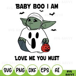 baby yoda boo halloween svg, baby yoda svg, star wars svg, baby alien svg, halloween svg, baby boo i am love me you must