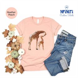 giraffe and baby animal shirt, safari shirts, giraffe t-shirt mothers day t-shirt, giraffe lover shirt, african animals