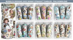 bundle princess tumbler, cartoon tumbler wrap, 20oz tumbler wrap, princess tumbler wrap, full tumbler wrap,png instant d