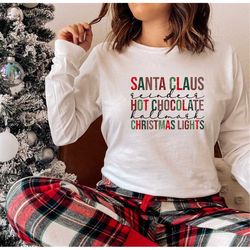 Santa Claus Christmas Shirt, Hot Chocolate Christmas Shirt, Christmas Family Shirt, Christmas Party Shirt, Reindeer Chri
