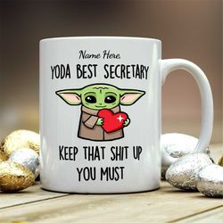 personalized gift for secretary, yoda best secretary, secretary gift, secretary mug, gift for secretary, funny personali