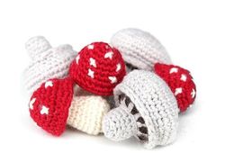 crochet  patterns  toys toadstools & mushrooms downloadable pdf, english