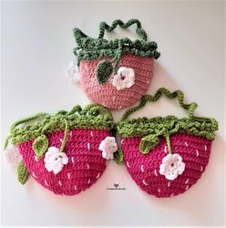 crochet  patterns strawberry basket downloadable pdf, english